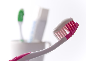 Image showing toothbrushe and toothpaste