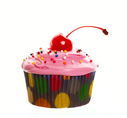 Image showing Pink Cherry Cupcake