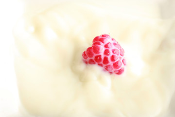 Image showing fresh berry in milk