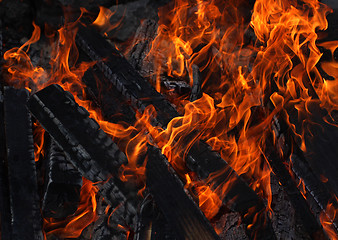 Image showing burning timber