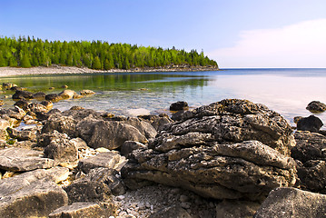 Image showing Rocks at shore of Georgian Bay