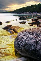 Image showing Rocks at shore of Georgian Bay