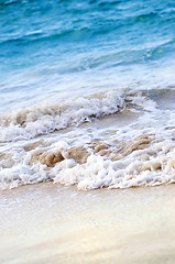 Image showing Waves breaking on tropical shore