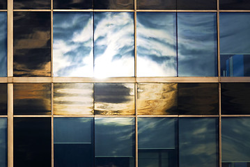 Image showing Sky reflecting in office windows