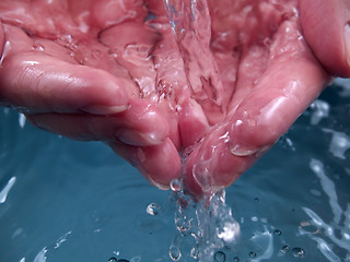 Image showing Hands in flowing water