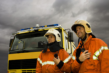 Image showing two smiling firemen