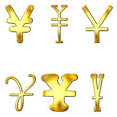 Image showing Eccentric Golden Yen Symbols