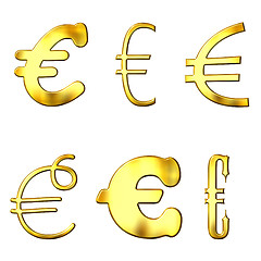 Image showing Eccentric Golden Euro Symbols