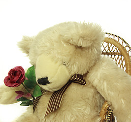 Image showing teddy bear with a red rose