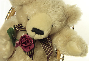 Image showing teddybear with a red rose