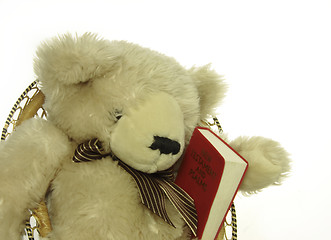 Image showing teddy bear with a red psalm book