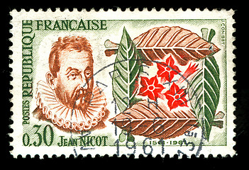 Image showing vintage french stamp depicting Jean Nicot