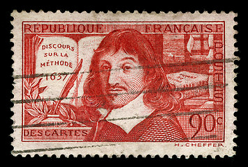 Image showing vintage french stamp depicting Rene Descartes
