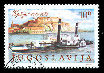 Image showing vintage stamp of river ship