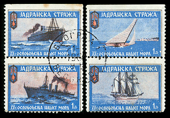 Image showing vintage stamp depicting  ships