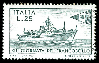 Image showing vintage stamp depicting passenger ship