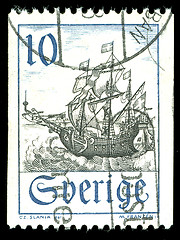 Image showing vintage stamp depicting a sailing ship