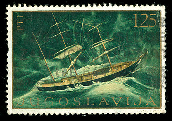 Image showing vintage stamp depicting a sailing ship