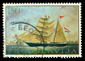 Image showing vintage stamp depicting a sailing ship