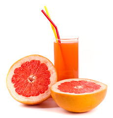 Image showing grapefruit and juice in glass