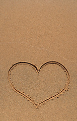 Image showing Heart drawing in sand, with copy-space