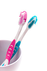 Image showing two toothbrushes