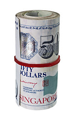 Image showing Bundle of Singapore currency