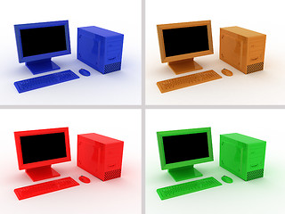 Image showing Multi-coloured computers