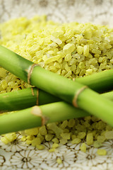 Image showing bath salt with green bamboo