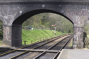 Image showing rail tracks under a bridge