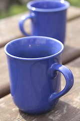 Image showing blue beakers