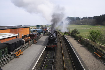 Image showing locomotive entering a station