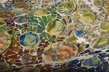 Image showing Detail of the ceramics from the Casa Batllo in Barcelona, Spain