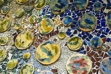 Image showing Detail of the ceramics from the Casa Batllo in Barcelona, Spain