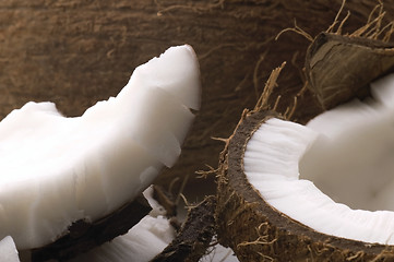 Image showing open coconut isolated on the white background 