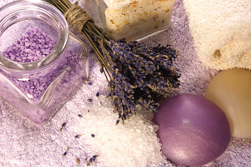 Image showing lavender bath items. aromatherapy