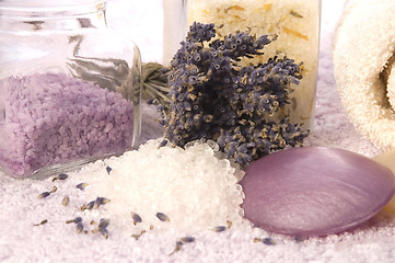 Image showing lavender bath items. aromatherapy