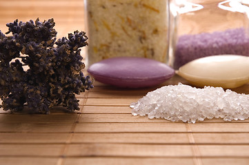 Image showing lavender bath items. aromatherapy