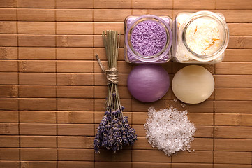 Image showing lavender bath items. aromatherapy