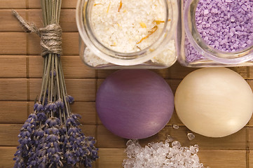 Image showing lavender bath items. aromatherapy