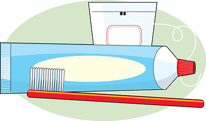 Image showing Toothpaste and Brush