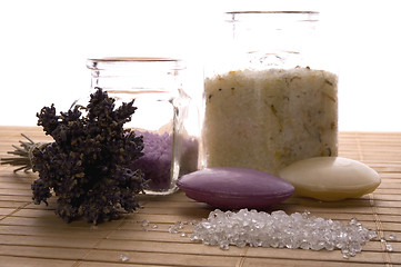 Image showing lavender bath items. aromatherapy