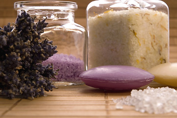 Image showing lavender bath items. aromatherapy