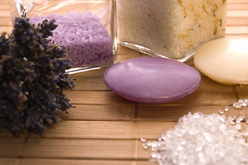 Image showing lavender bath items. aromatherapy