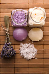 Image showing lavender bath items. aromatherapy