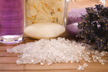 Image showing lavender bath items. aromatherapy