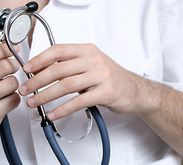 Image showing Portrait of a young doctor with stethoscope.