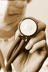 Image showing Young doctor with stethoscope.