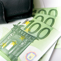 Image showing euro and a leather purse