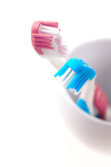 Image showing two toothbrushes